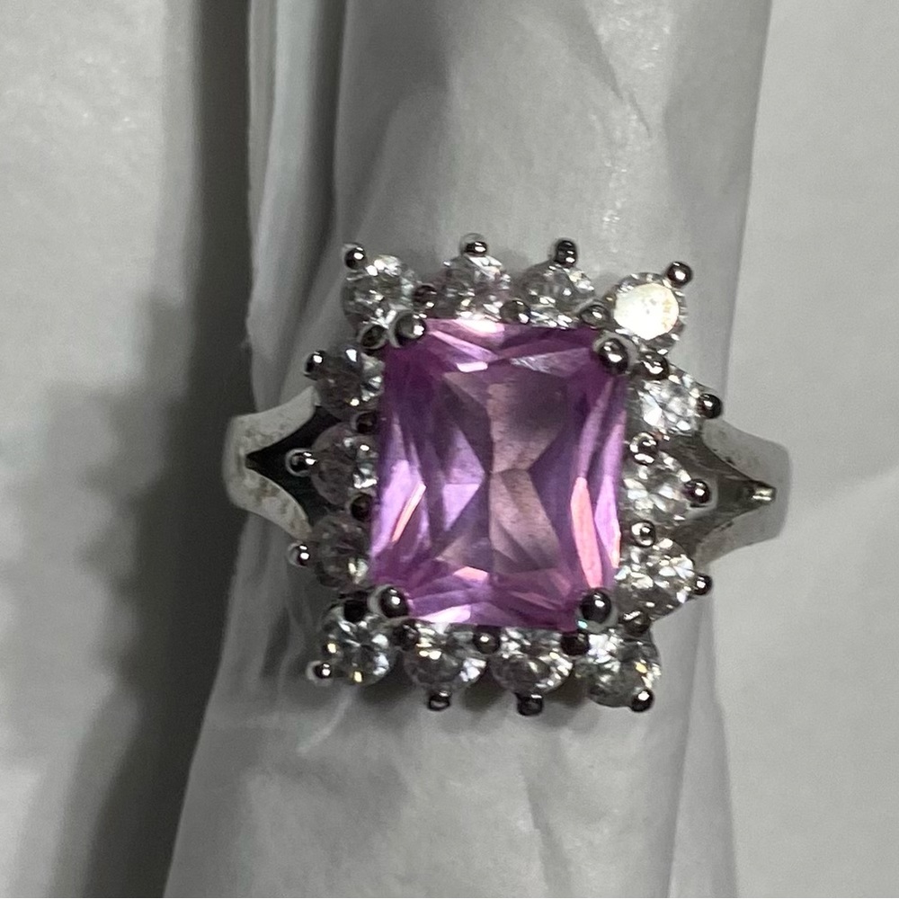 925 Sterling Silver - Pink Austrian Christal Ring